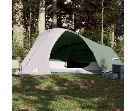 Cort de camping cupolă pentru 4 persoane, verde, impermeabil