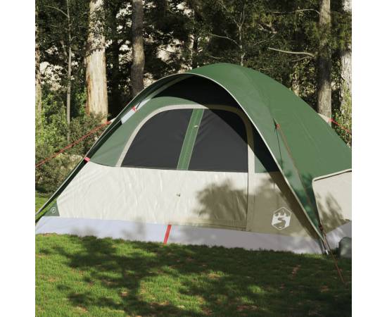 Cort de camping cupolă pentru 6 persoane, verde, impermeabil