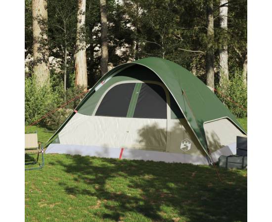 Cort de camping cupolă pentru 6 persoane, verde, impermeabil, 3 image