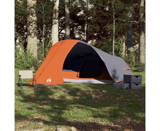 Cort de camping pentru 4 persoane, gri/portocaliu, impermeabil, 3 image