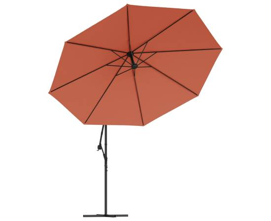 Umbrelă în consolă cu led-uri, cărămiziu, 350 cm, 5 image