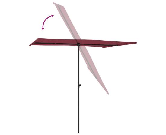 Umbrelă de soare de exterior, stâlp aluminiu, bordo, 2 x 1,5 cm, 6 image