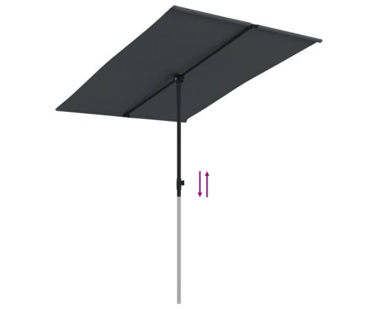 Umbrelă de soare de exterior, stâlp aluminiu, negru, 2 x 1,5 cm, 7 image