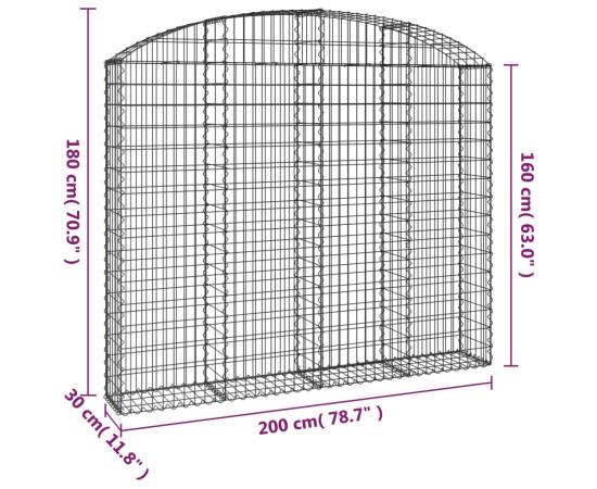 Coș gabion arcuit 200x30x160/180 cm fier galvanizat, 5 image