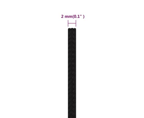 Frânghie de lucru, negru, 2 mm, 500 m, poliester, 6 image