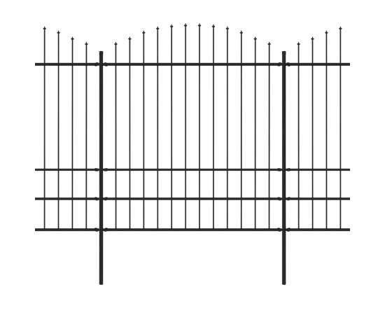 Gard de grădină cu vârf suliță, negru, 11,9 m, oțel, 2 image