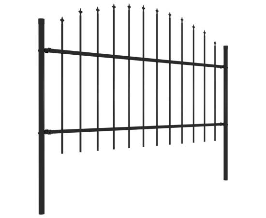 Gard de grădină cu vârf suliță, negru, 5,1 m, oțel, 3 image