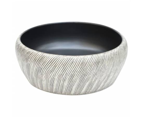 Lavoar de blat, negru și gri, rotund, Φ41x14 cm, ceramică, 3 image