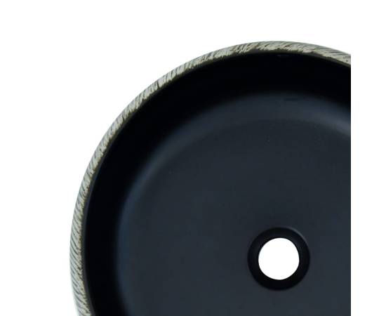 Lavoar de blat, negru și gri, rotund, Φ41x14 cm, ceramică, 5 image