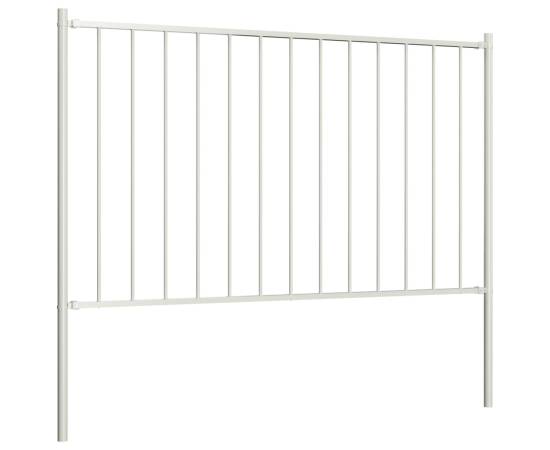 Panou de gard cu stâlpi, alb, 1,7 x 1,25 m, oțel, 2 image