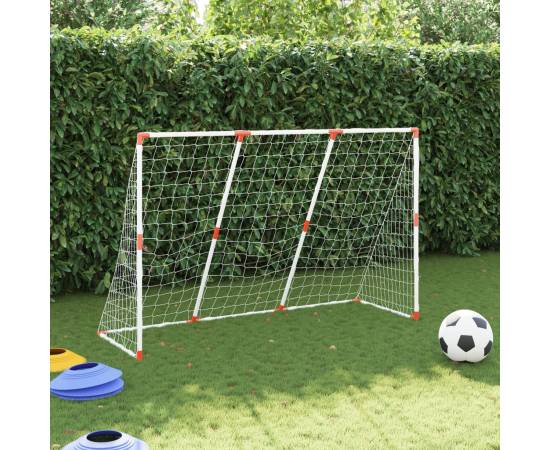 Poartă de fotbal pentru copii cu mingi 2-în-1 alb 184x64x124 cm, 3 image