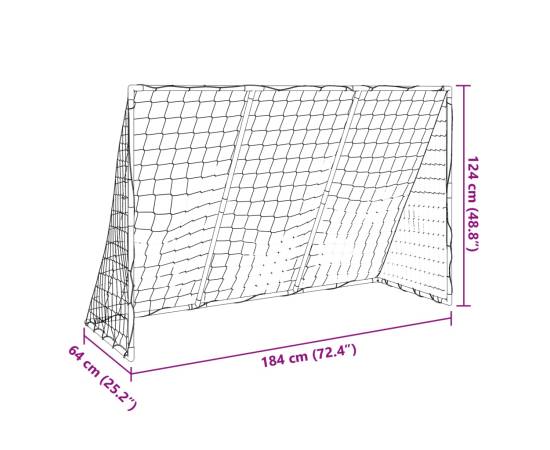 Poartă de fotbal pentru copii cu mingi 2-în-1 alb 184x64x124 cm, 11 image