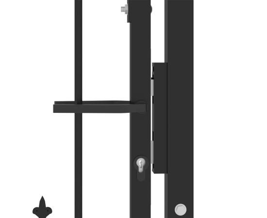 Poartă de gard cu țepușe, negru, 100x100 cm, oțel, 4 image