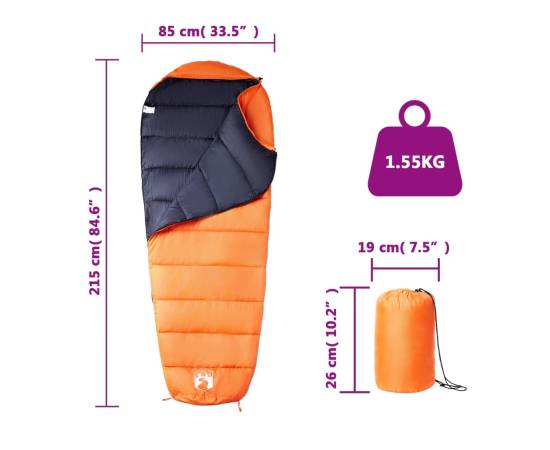 Sac de dormit tip mumie pentru adulți de camping, 3 anotimpuri, 5 image