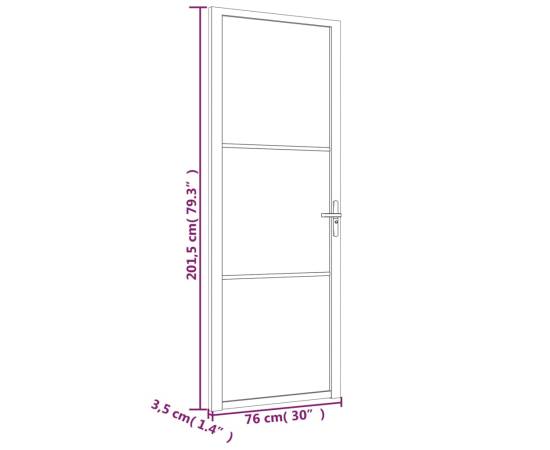 Ușă de interior, 76x201,5 cm, alb, sticlă mată și aluminiu, 6 image