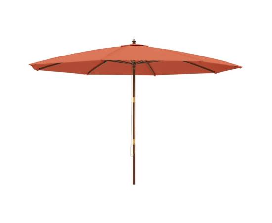 Umbrelă de soare de grădină stâlp din lemn cărămiziu 400x273 cm, 2 image