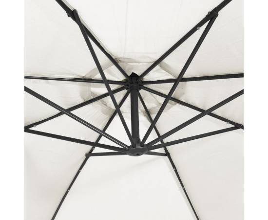 Umbrelă suspendată cu led-uri și stâlp metalic, nisipiu, 350 cm, 9 image