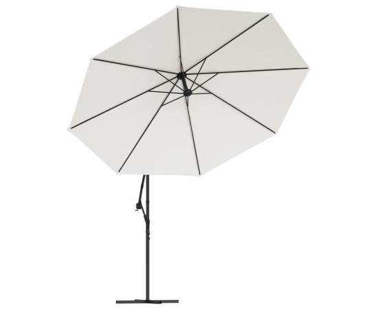 Umbrelă suspendată cu led-uri și stâlp metalic, nisipiu, 350 cm, 5 image