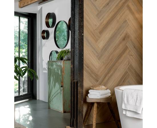 Wallart panouri perete aspect de lemn, maro latte, stejar natural, 7 image