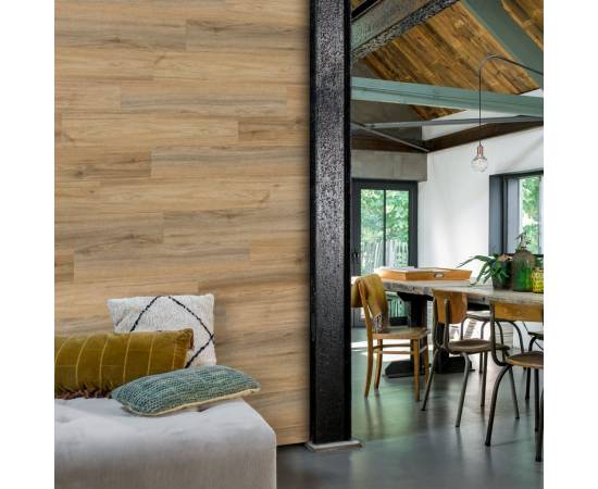 Wallart panouri perete aspect de lemn, maro latte, stejar natural, 6 image