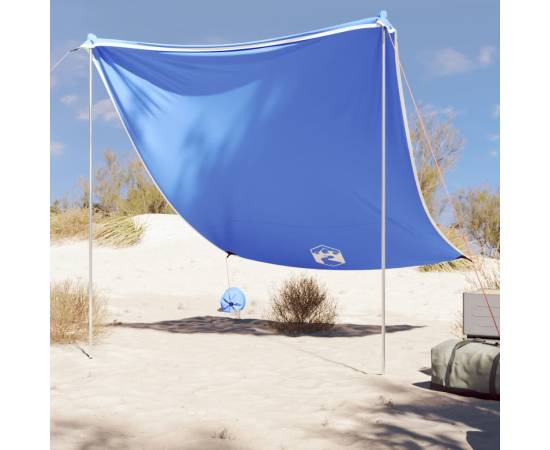 Baldachin de plajă cu ancore de nisip, albastru, 214x236 cm