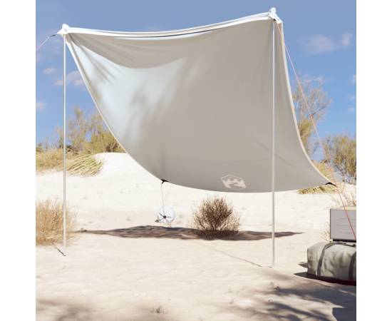 Baldachin de plajă cu ancore de nisip, gri, 214x236 cm