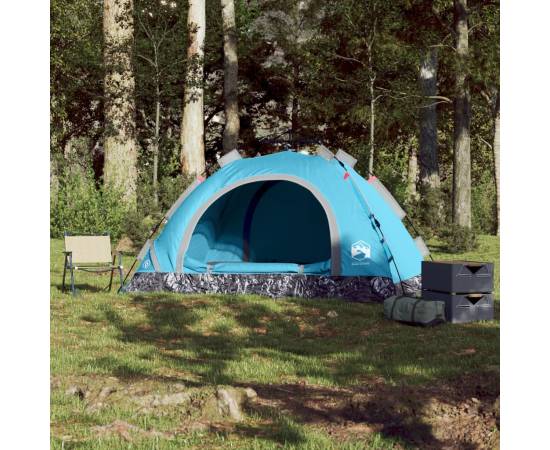 Cort de camping pentru 3 persoane, setare rapidă, albastru, 3 image
