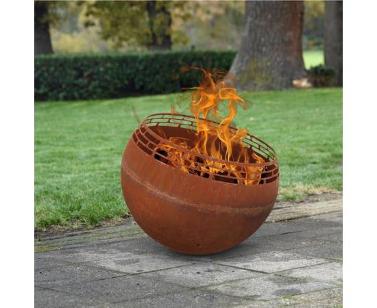 Esschert design bol pentru foc, ruginiu, cu dungi