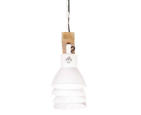 Lampă suspendată industrială, alb, lemn de mango, e27, 5 image