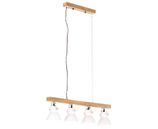 Lampă suspendată industrială, alb, lemn de mango, e27, 2 image