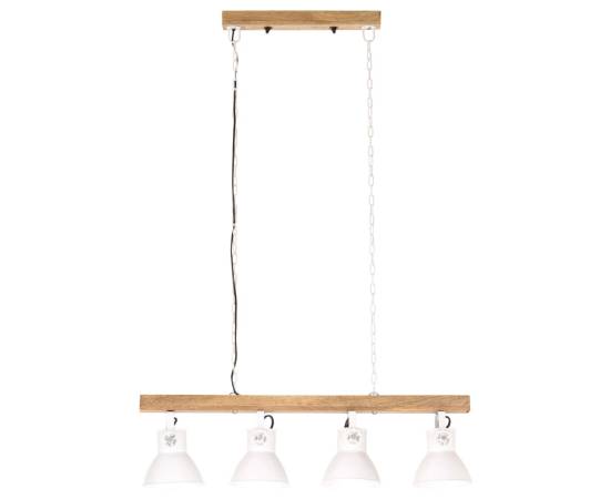 Lampă suspendată industrială, alb, lemn de mango, e27, 4 image