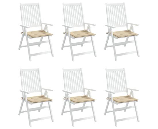 Perne scaune de grădină 6 buc bej 50x50x3 cm țesătură oxford, 4 image