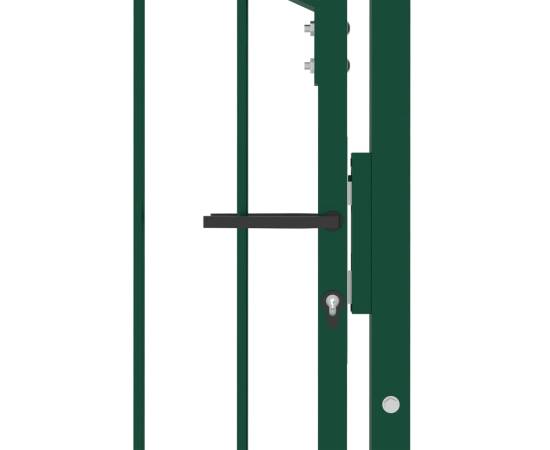 Poartă de gard cu țepușe, verde, 100x200 cm, oțel, 4 image