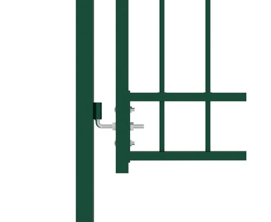 Poartă de gard cu țepușe, verde, 100x200 cm, oțel, 3 image