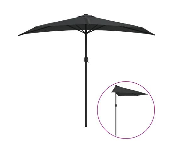 Umbrelă de balcon tijă aluminiu negru 270x144x222cm semicerc, 2 image