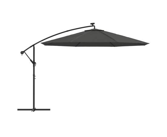Umbrelă de consolă cu led și stâlp de metal, antracit, 350 cm, 4 image