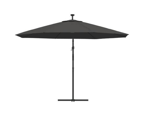 Umbrelă de consolă cu led și stâlp de metal, antracit, 350 cm, 7 image