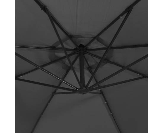 Umbrelă de consolă cu led și stâlp de metal, antracit, 350 cm, 9 image