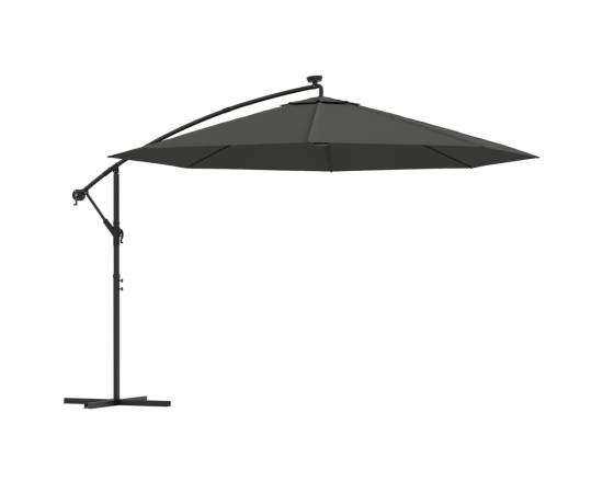 Umbrelă de consolă cu led și stâlp de metal, antracit, 350 cm, 2 image