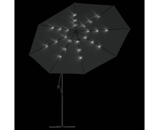 Umbrelă de consolă cu led și stâlp de metal, antracit, 350 cm, 6 image