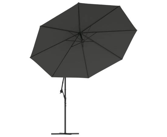 Umbrelă de consolă cu led și stâlp de metal, antracit, 350 cm, 5 image