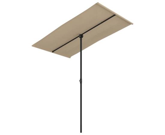 Umbrelă soare de exterior, stâlp aluminiu, gri taupe 180x110 cm, 2 image
