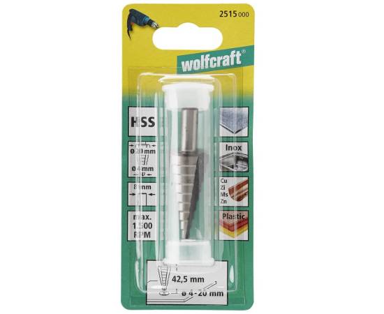 Wolfcraft burghiu cu trepte hss 8 mm 4-20 mm gri 2515000, 3 image