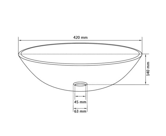Chiuvetă de baie din sticlă călită, 42 cm, negru, 4 image