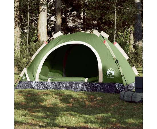Cort de camping pentru 4 persoane, setare rapidă, verde