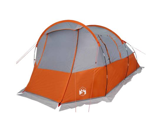 Cort de camping tunel 4 persoane, gri/portocaliu, impermeabil, 5 image