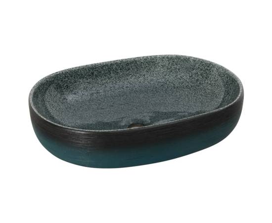 Lavoar de blat, turcoaz, 59x40x14 cm, ceramică, oval, 2 image