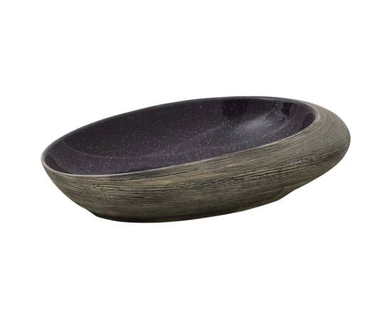 Lavoar de blat, violet și gri, 59x40x14 cm, ceramică, oval, 2 image