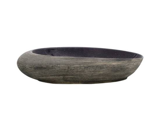 Lavoar de blat, violet și gri, 59x40x14 cm, ceramică, oval, 3 image