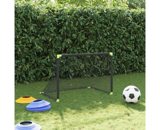 Poartă de fotbal pentru copii, pliabilă, negru, 90x64x64 cm, 3 image